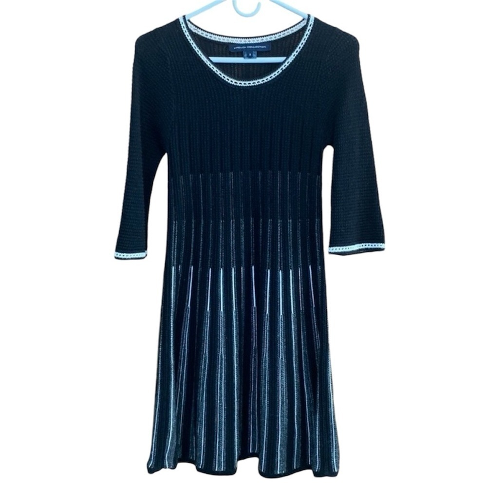 French Connection Black And Ivory Sweater Dress